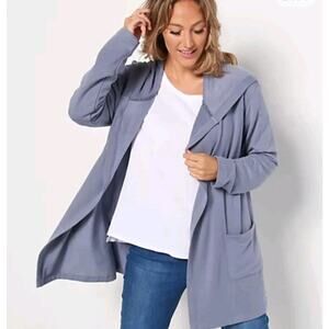 Koolaburra by UGG Blue French Terry Hooded Cardigan S Athleisure Loungewear